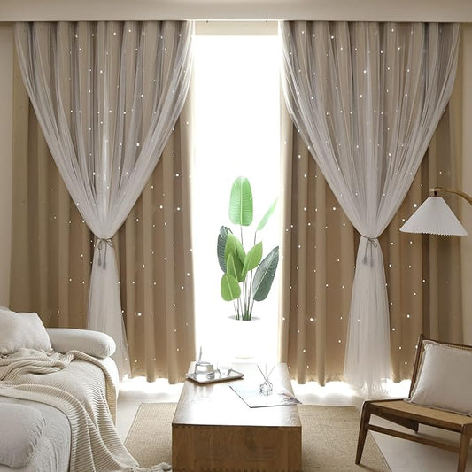 Kinryb Kids Blackout Curtains for Bedroom/Living Room/Classroom, Sheer Overlay by Kinryb