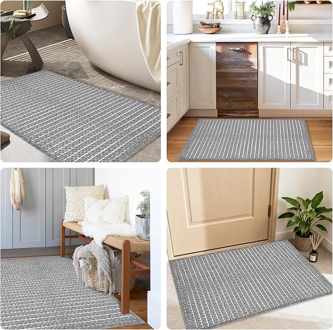 Braided Bath Mat, Boho Small Bathroom Rugs Non Slip Washable Super Absorbent - Image 4