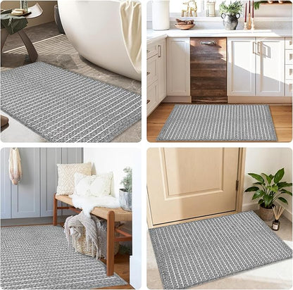 Braided Bath Mat, Boho Small Bathroom Rugs Non Slip Washable Super Absorbent - Image 4