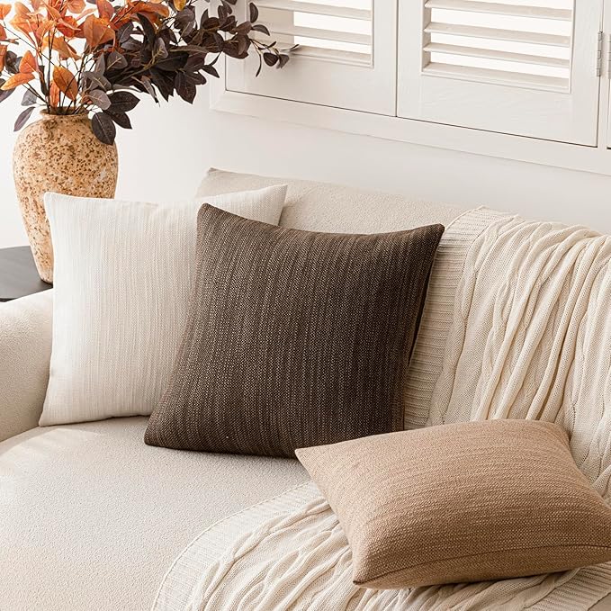 Foindtower Set of 2 Decorative Textured Burlap Linen Throw Pillow Covers - Image 7