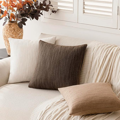 Foindtower Set of 2 Decorative Textured Burlap Linen Throw Pillow Covers - Image 7