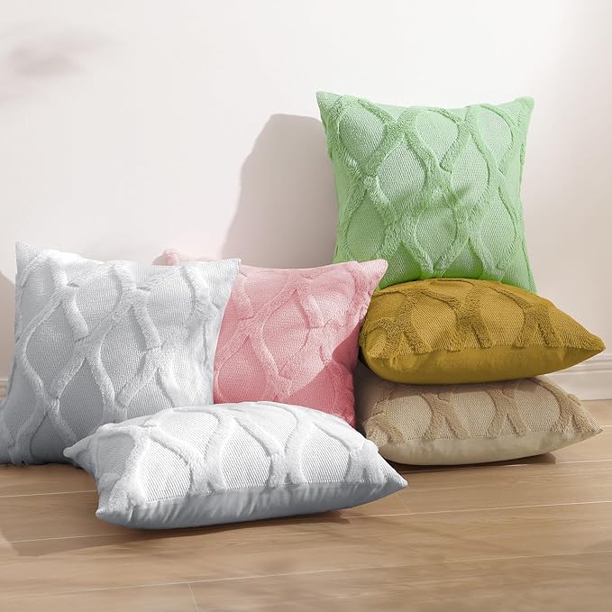 decorUhome Throw Pillow Covers 12x20 Inch Set of 2, Soft Plush Faux Fur Wool - Image 6