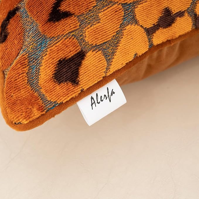 Alerfa Orange Floral Throw Pillow Cover 12 x 20 Inch Cut Velvet Rectange Luxury - Image 7