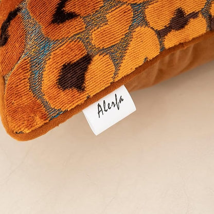 Alerfa Orange Floral Throw Pillow Cover 12 x 20 Inch Cut Velvet Rectange Luxury - Image 7