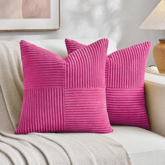 Fancy Homi 2 Packs Hot Pink Euro Decorative Throw Pillow Covers 26x26 Inch by Fancy+Homi