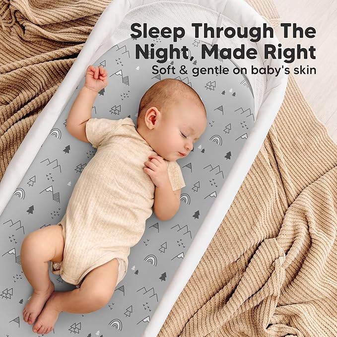 2-pk Waterproof Bassinet Sheets Girls, Cotton - Image 8