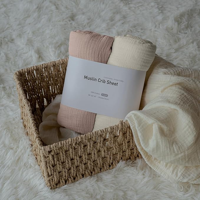 Muslin Mini Crib Sheets, 2 Pack - Image 7