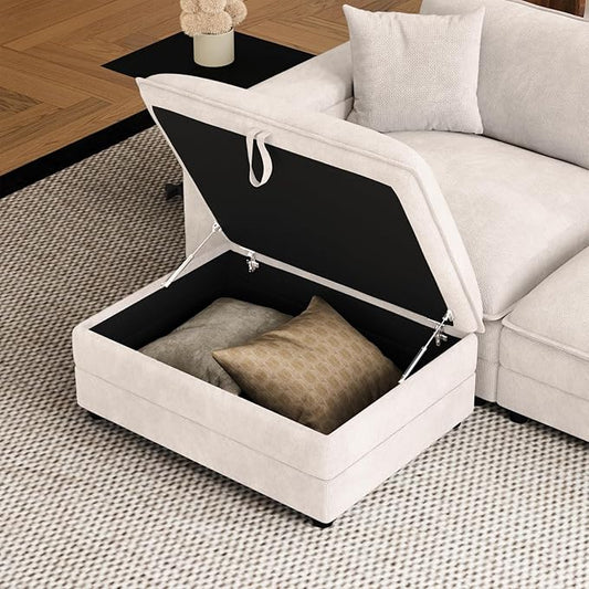 Modular Ottoman for Sectional Sofa, Chenille Upholstered Footrest Bench by Unknown