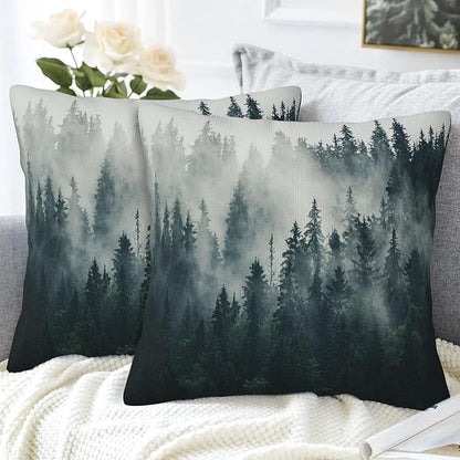 Misty Forest Throw Pillow Cover Case Foggy Forest Throw Pillows Set of 2 Super - Image 4