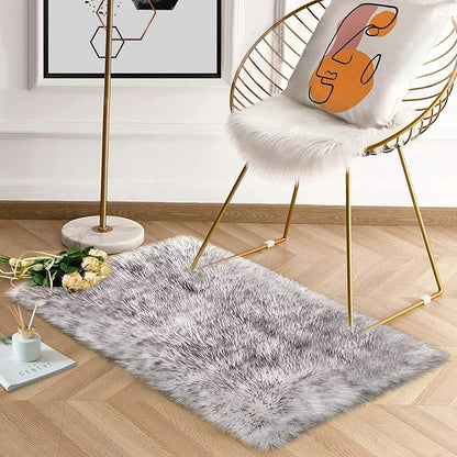 Latepis White with Grey Tips Small Bedroom Washable Soft Shaggy 2x3 Rug Fuzzy - Image 7