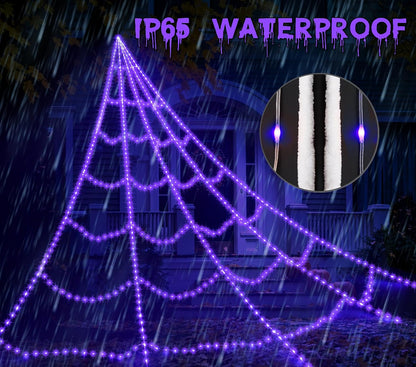 Halloween Decorations Outdoor 616 LED Halloween Spider Web Decoration