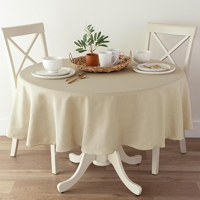 Benson Mills Cameron Textured Fabric Table Cloth, by BensonMills