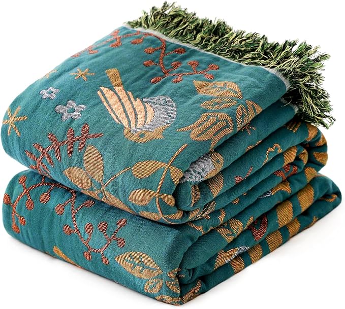 MSGKV Boho Throw Blanket Cotton Blanket by MSGKVHomeTextiles