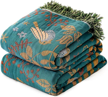 MSGKV Boho Throw Blanket Cotton Blanket by MSGKVHomeTextiles
