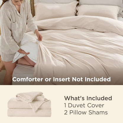 bedsure prewashed duvet cover king, cotton-like soft bedding shown in use
