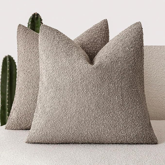 Foindtower Set of 2, Decorative Textured Boucle Throw Pillow Covers Accent by Foindtower