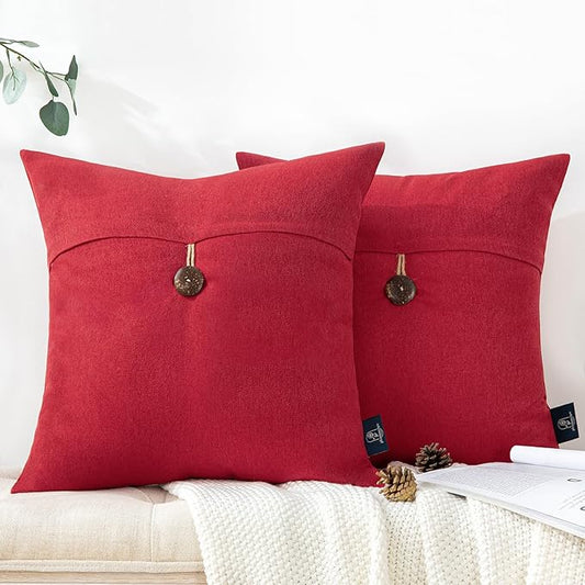 Phantoscope Pack of 2 Farmhouse Throw Pillow Covers Premium Coconut Button by Phantoscope