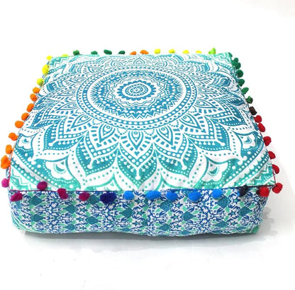 CRAFT KALA Green Ombre Large Hippie Mandala Meditation Floor Ottoman Pillow - Image 9