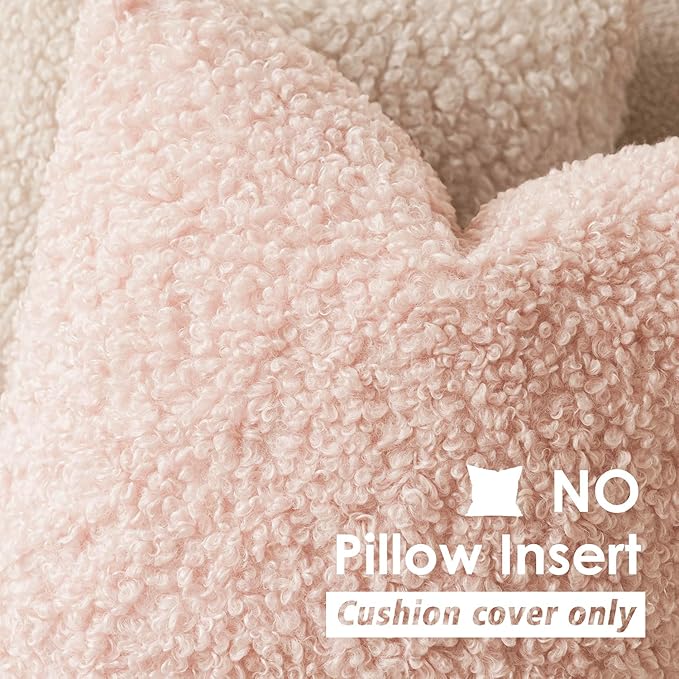 Foindtower 2 Pieces 16x16 Inch Light Pink, Faux Fur Throw Pillow Cover Accent - Image 3