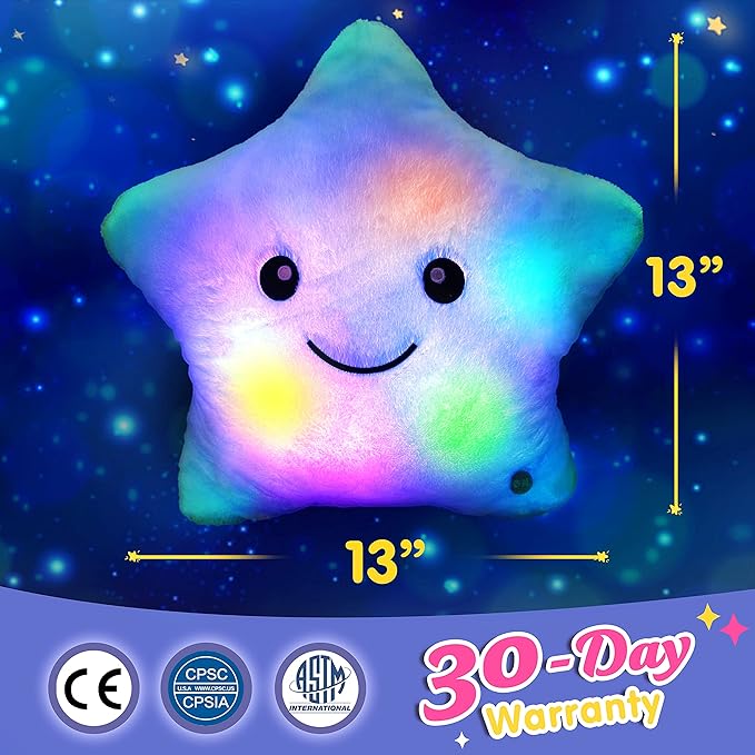 WEWILL 13'' Creative Twinkle Star Glowing LED Night Light Plush Pillows Stuffed - Image 3