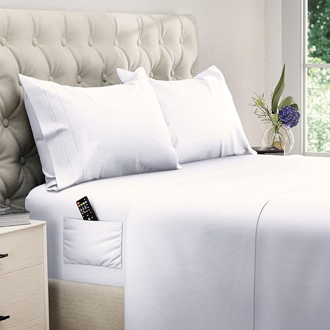 DREAMCARE California King Sheet Sets – 4 pcs Cooling Sheets – up to 21” Deep by DREAMCARE
