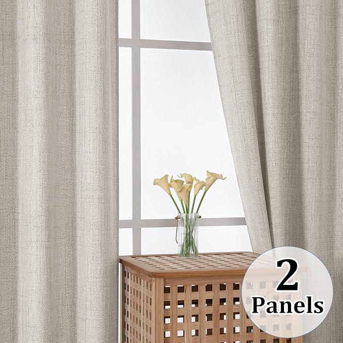 Gwine Short Curtains 36 Inch Length 2 Panels, Light Filtering Textured Half - Image 8