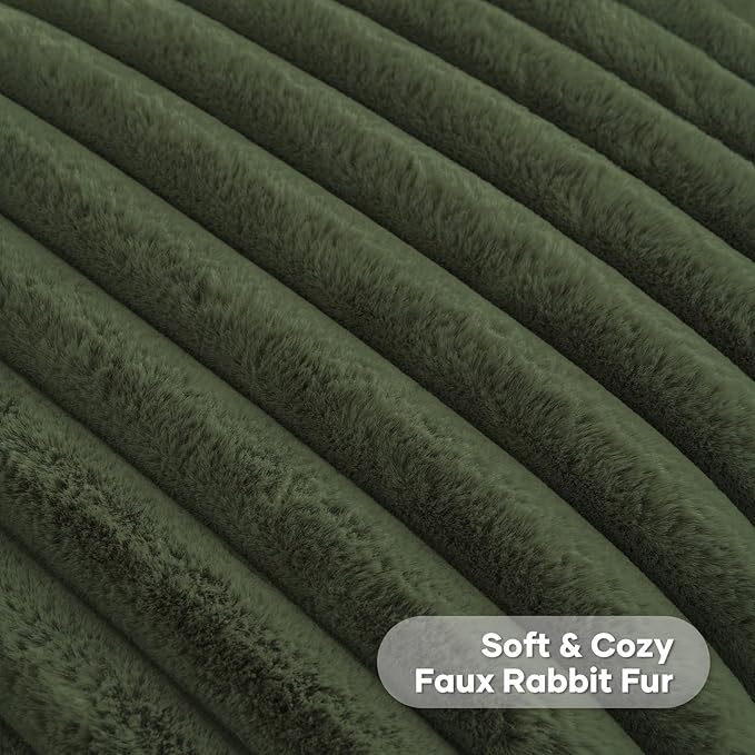 FUTEI Olive Green Throw Pillow Covers Set of 2, 12x20 Inch Striped Texture - Image 2