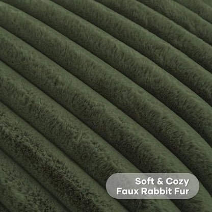 FUTEI Olive Green Throw Pillow Covers Set of 2, 12x20 Inch Striped Texture - Image 2