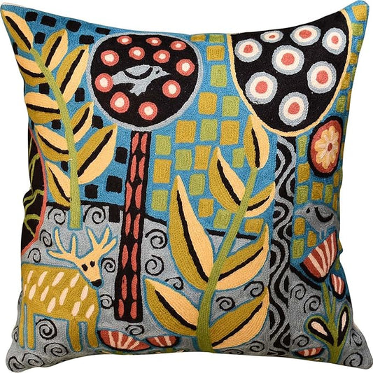 Turquoise Tree of Life Throw Pillow Cover Karla Gerard Plant Pillowcase Deer by Kashmir+Designs