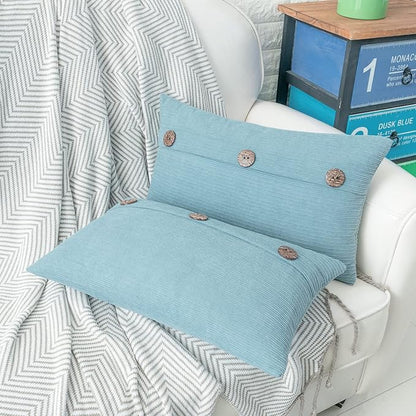 HWY 50 Light Blue Chenille Throw Pillow Covers 12x20 Inch - Image 4