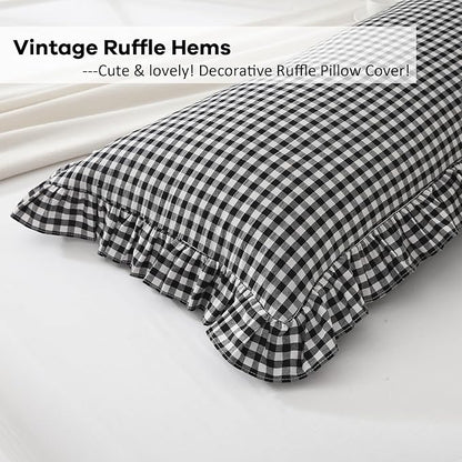 Black White Plaid Gingham Body Pillow Cover - Image 4