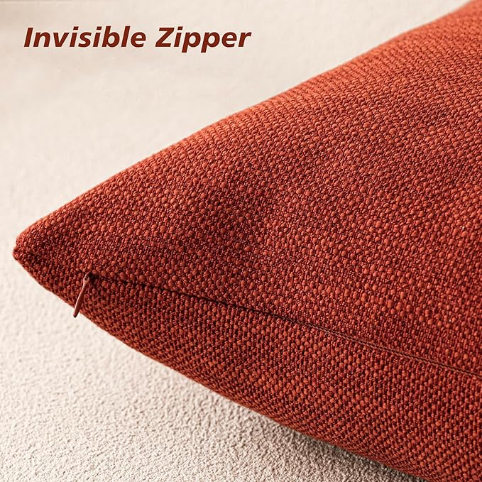 Foindtower Set of 2 Decorative Textured Burlap Linen Throw Pillow Covers - Image 2