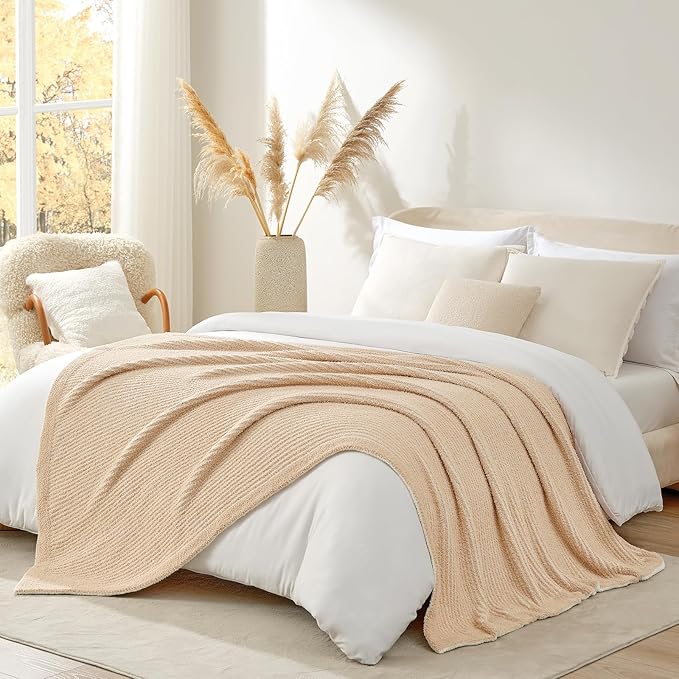 Snuggle Sac Fluffy Bedding Blanket Twin Size, Soft Luxurious Knit Throws - Image 3