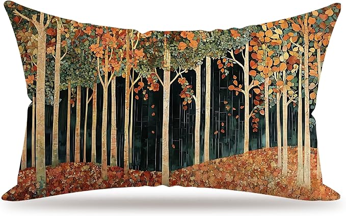 Rustic William Morris Inspired Autumn Forest Decor Pillow Covers 18x18 by Unknown