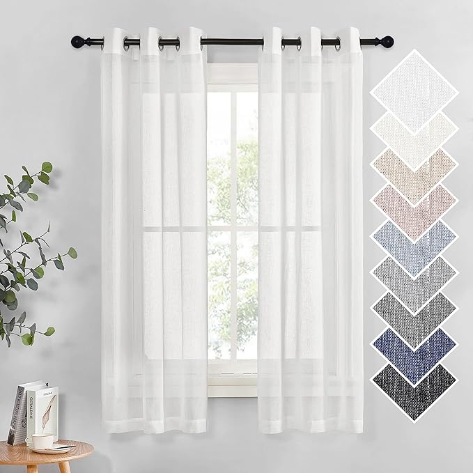 NICETOWN Linen Sheer Curtains Flax Texture by NICETOWN