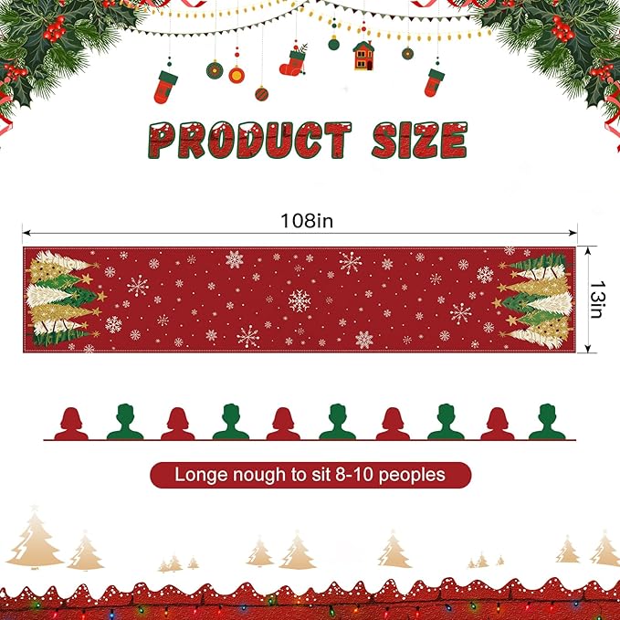 OTOSTAR Snowflakes and Christmas Tree Table Runner, Xmas Seasonal Winter - Image 6