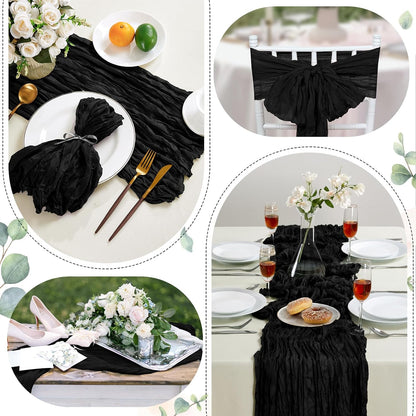 AGIRL 6 Pack Black Cheesecloth Table Runner 10FT Boho Gauze Halloween Decor