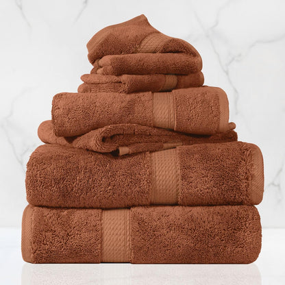 superior egyptian cotton ultra plush & absorbent, 6 shown in use