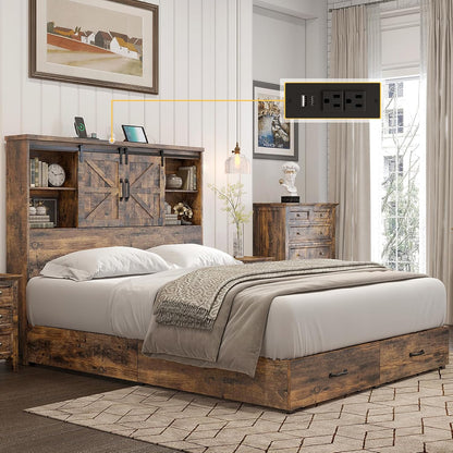 howe farmhouse queen size bed frame with 51.2", main product view