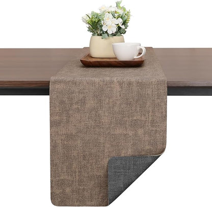 Table Runners 94 Inches Long, Dual-Sided Faux Leather Farmhouse Table Runner by Chitomars