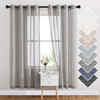 NICETOWN Sheer Curtains Open Linen Blend - Image 2