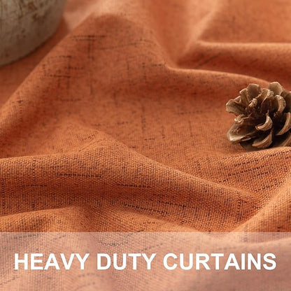 Burnt Orange 100% Blackout Window Curtain Panels Light Blocking Linen Boho - Image 3