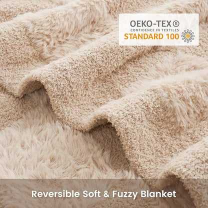 Snuggle Sac Checkered Throw Blanket Faux Fur Microfiber Blankets - Image 7