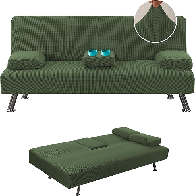 H.VERSAILTEX 4 Pieces Stretch Futon Covers Sofa Bed Slipcover by HVERSAILTEX