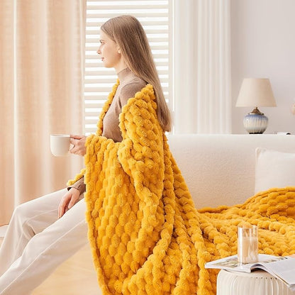 NEWCOSPLAY Super Soft Queen Blanket Mustard Yellow Premium Silky Flannel Fleece - Image 6