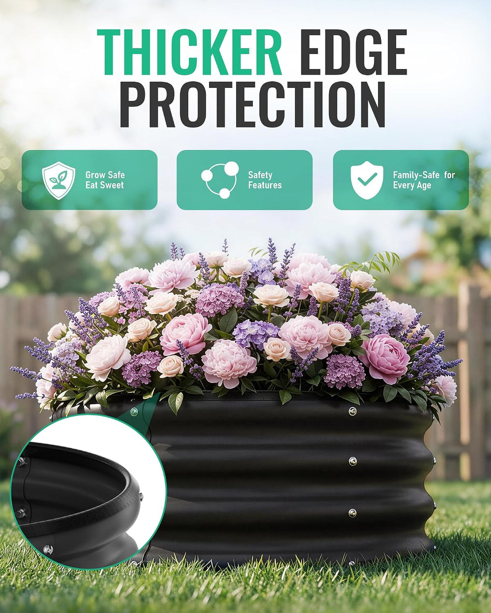 ZXZYHFTY Round Raised Garden Bed Set, 2 Pack, 2 x 2 x 1 Ft, Black