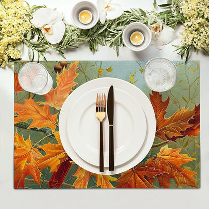 Giwawa Fall Birds Placemats Set of 4, Thanksgiving Harvest Heat Resistant - Image 3