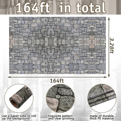 Jecery 164ft x 39.4in Stone Wall Tablecloth Roll, Halloween Party Decor