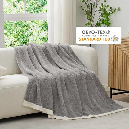 Snuggle Sac Grey Throw Blanket for Couch Bed Sofa 60x80 inches, Reversible Grey - Image 3