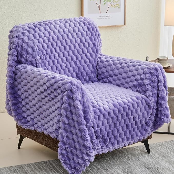 NEWCOSPLAY Super Soft Twin Blanket Lavender Premium Silky Flannel Fleece 3D - Image 9